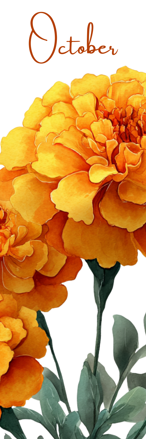 Watercolor Birth Month Flower Bookmark - 2" x 6" - Handmade - Laminated