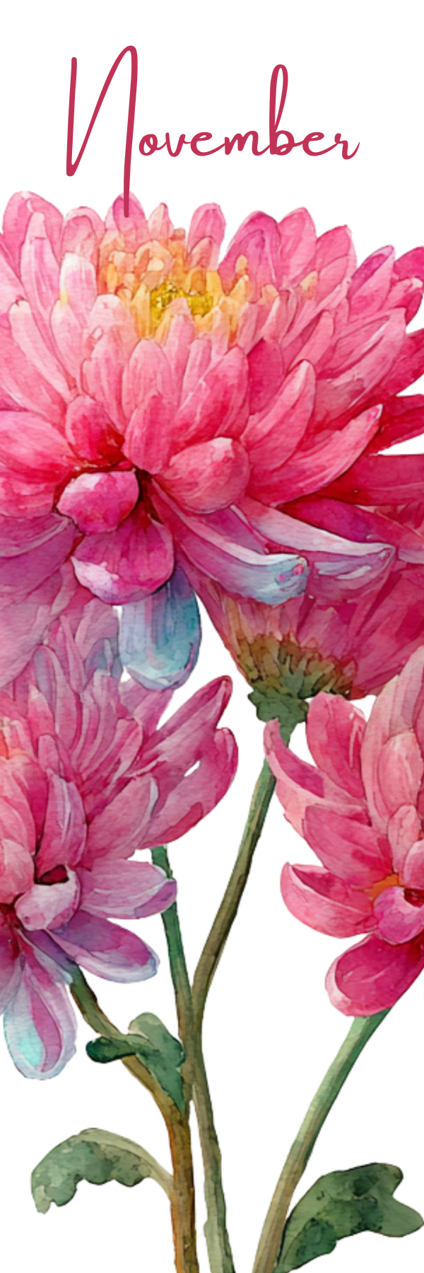 Watercolor Birth Month Flower Bookmark - 2" x 6" - Handmade - Laminated