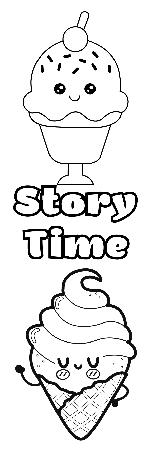 Happy Food Faces Story Time Coloring Bookmarks with Crayons Kit - Set of 3 - 2" x 6" Rounded Corner Bookmarks - Apple Orange Pizza Ice Cream