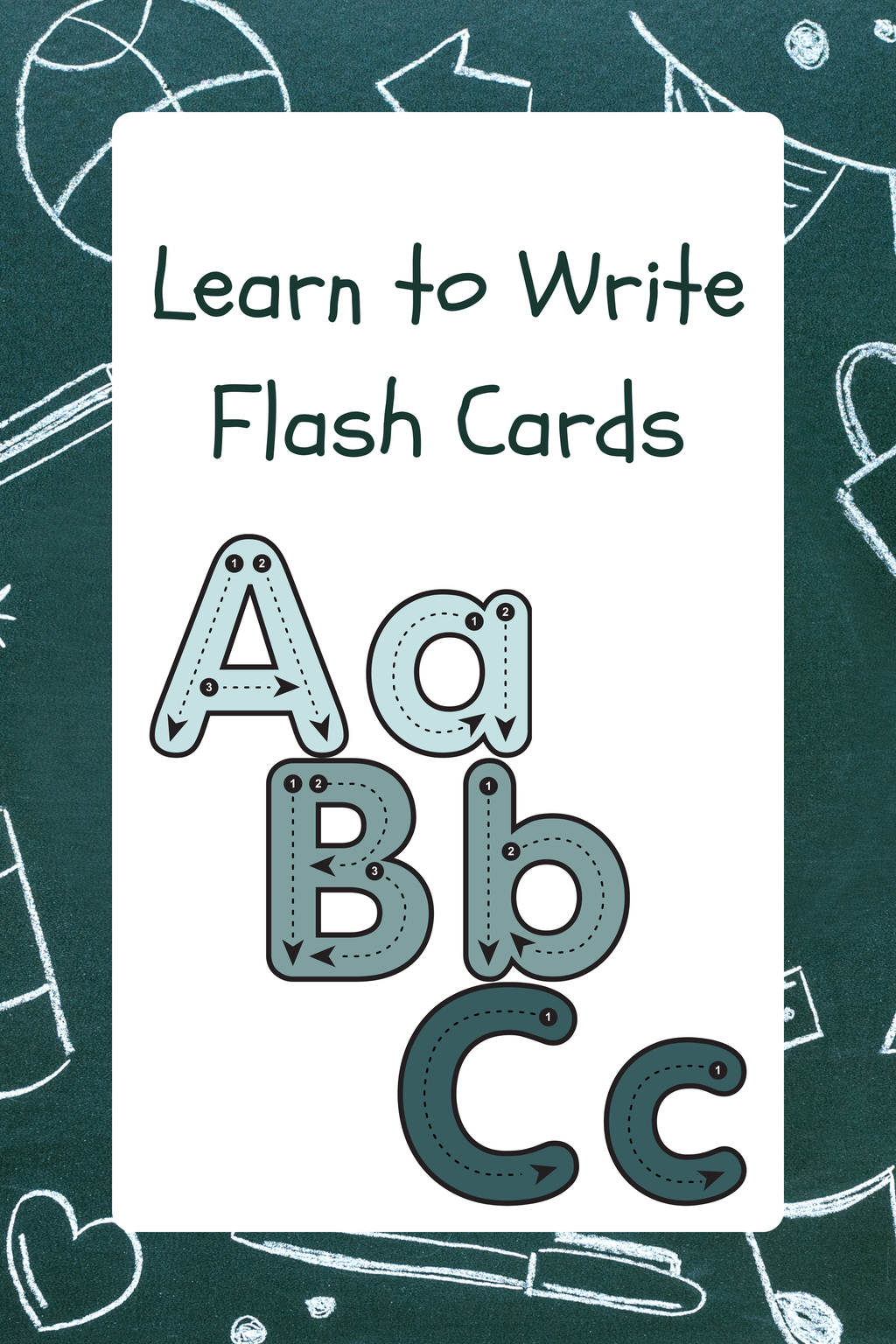 Flash Cards - ABC 123 - Learn to Write - Coloring - 4" x 6"