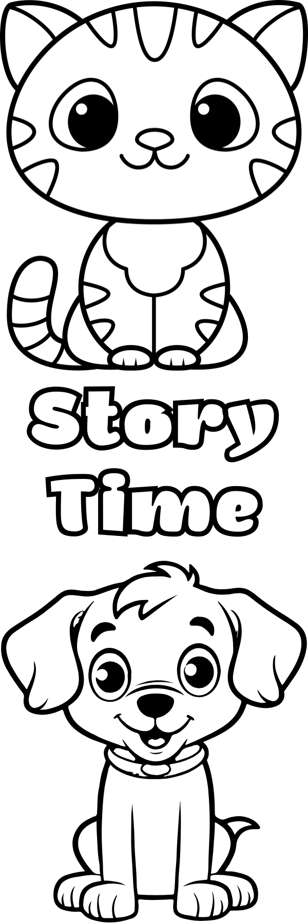 Animal Story Time Coloring Bookmarks with Crayons Kit - Set of 3 - 2" x 6" Rounded Corner Bookmarks - Cat Dog Hamster Bunny Bird Monkey