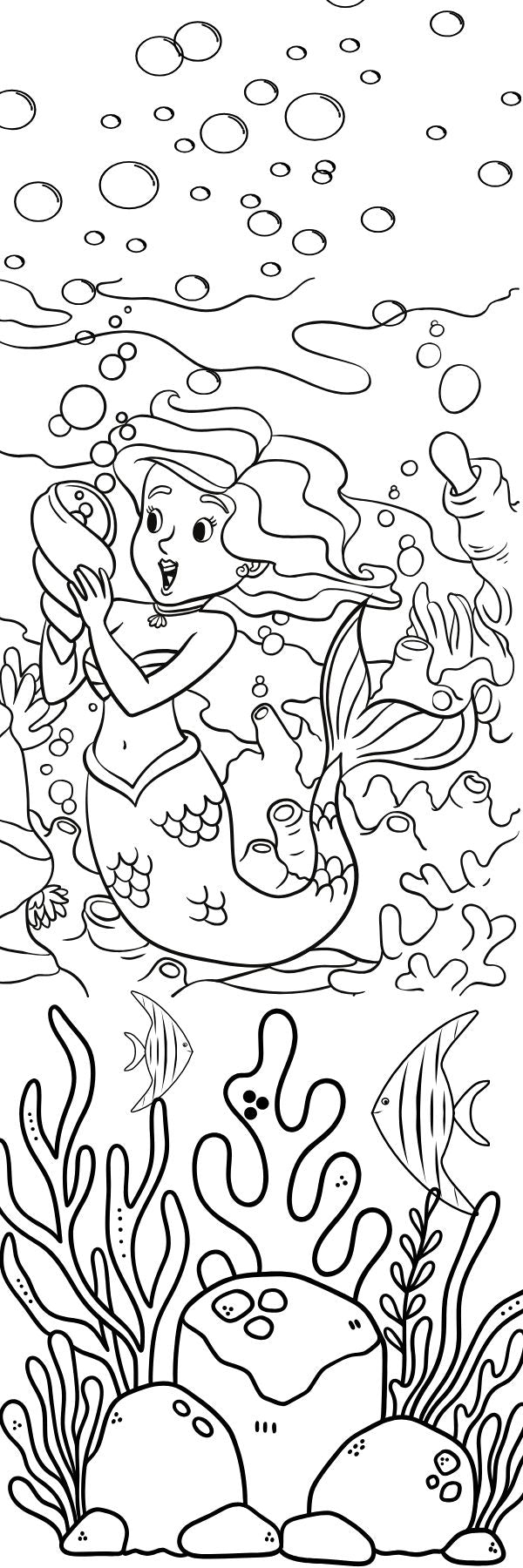 Mermaid Coloring Bookmarks with Crayons Kit - Set of 3 - 2" x 6" Rounded Corner Bookmarks