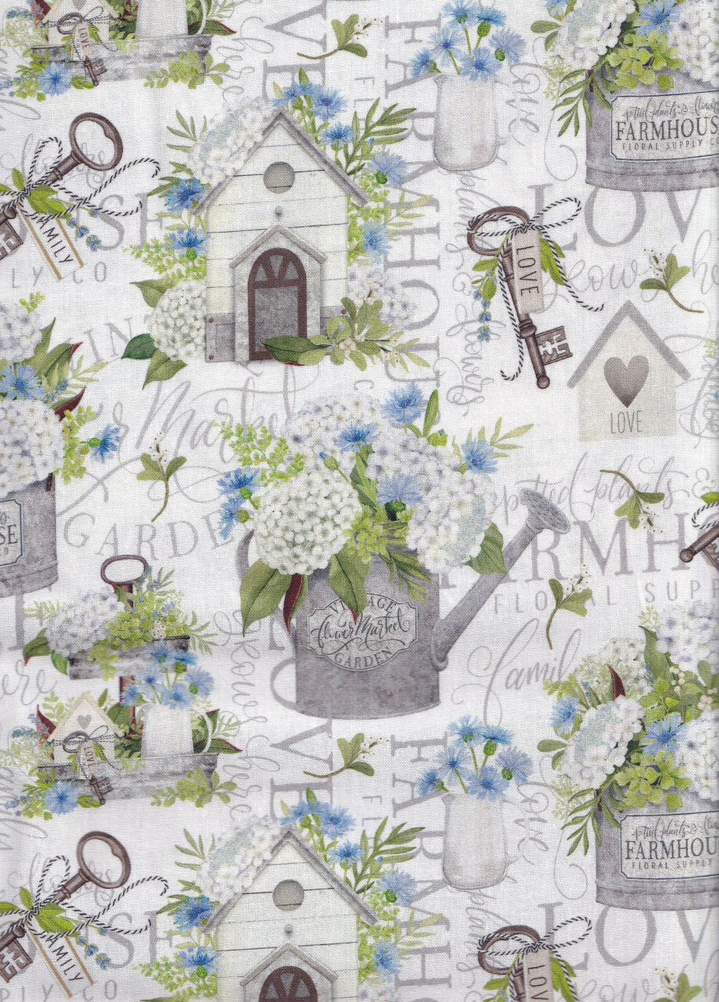Love Grows Here Farmhouse - Cotton Fabric - Quilters Cotton - By the Yard