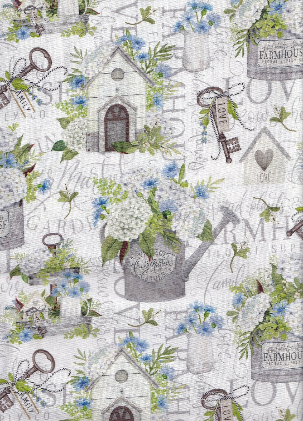 Love Grows Here Farmhouse - Cotton Fabric - Quilters Cotton - By the Yard