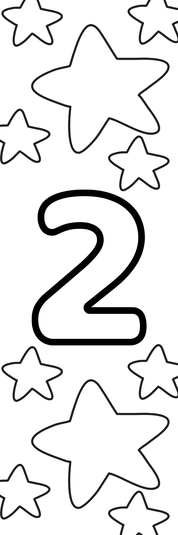 Numbers 0 to 9 with Stars Coloring Bookmarks with Crayons Kit - Set of 10 - 2" x 6" Rounded Corner Bookmarks