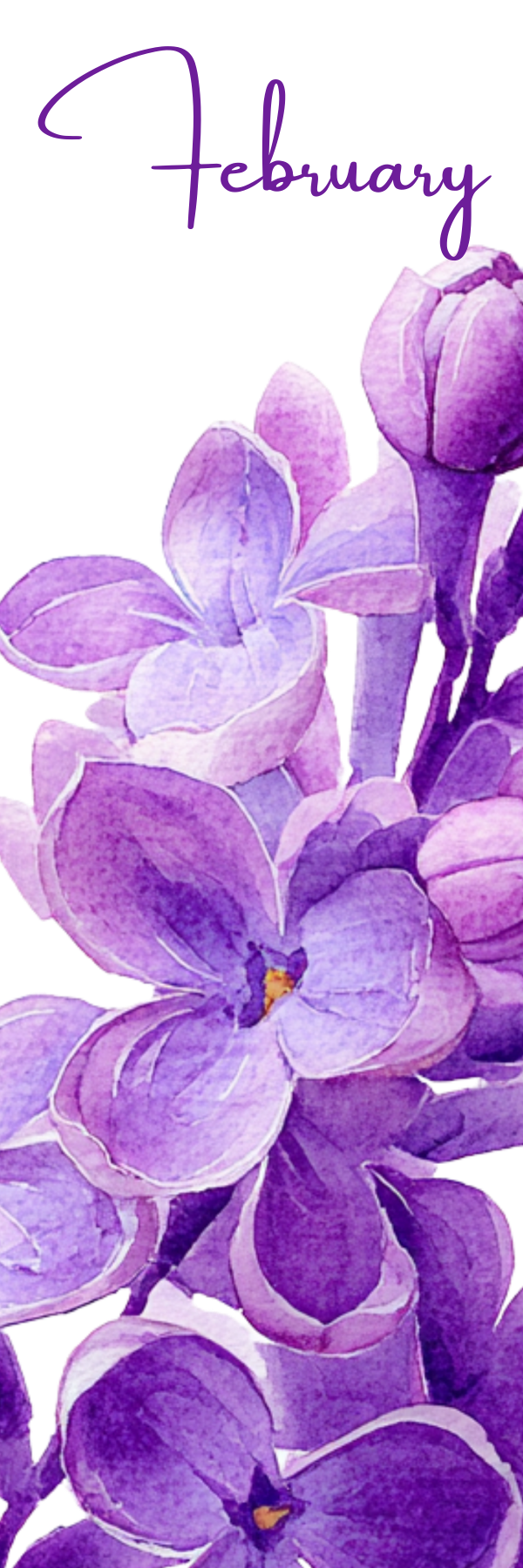 Watercolor Birth Month Flower Bookmark - 2" x 6" - Handmade - Laminated