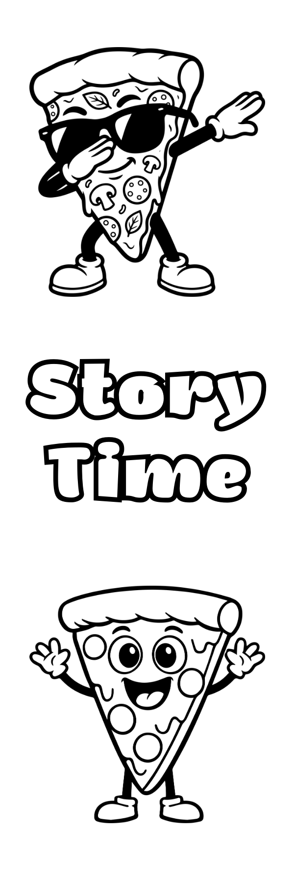 Happy Food Faces Story Time Coloring Bookmarks with Crayons Kit - Set of 3 - 2" x 6" Rounded Corner Bookmarks - Apple Orange Pizza Ice Cream