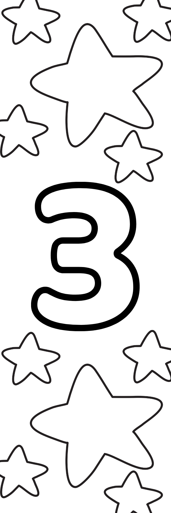 Numbers 0 to 9 with Stars Coloring Bookmarks with Crayons Kit - Set of 10 - 2" x 6" Rounded Corner Bookmarks