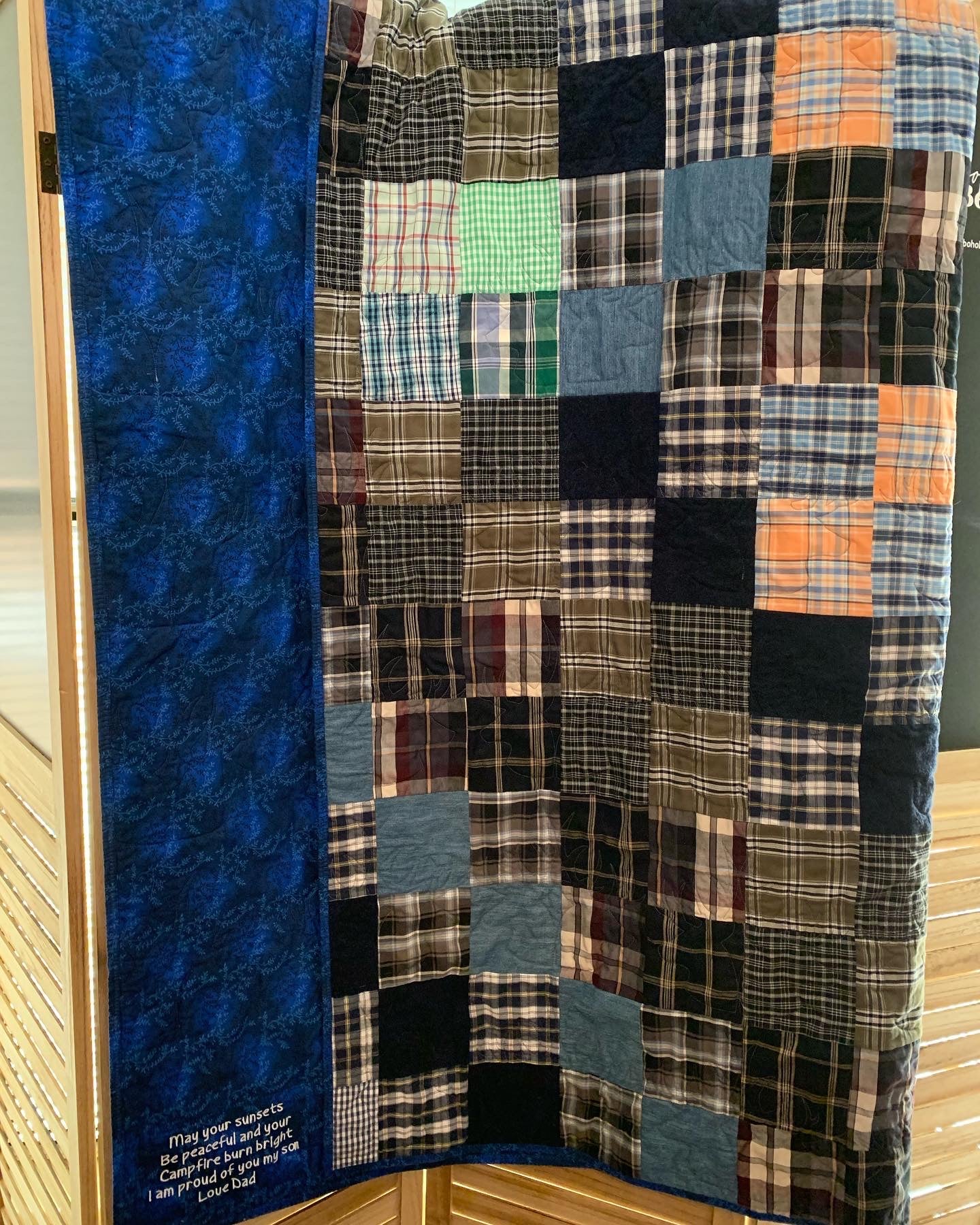 Custom Handmade Memory Quilt Throw Size 50” x 60”