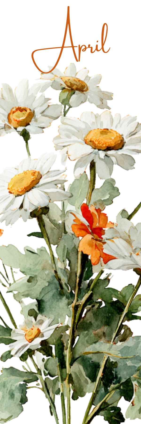 Watercolor Birth Month Flower Bookmark - 2" x 6" - Handmade - Laminated