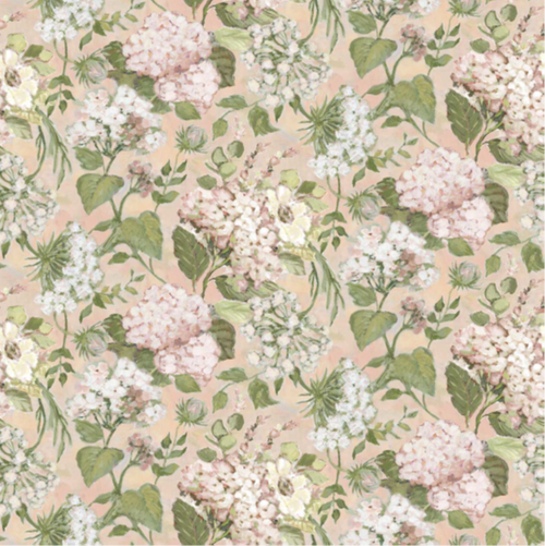 Floral pattern with pink and white flowers on a light pink background