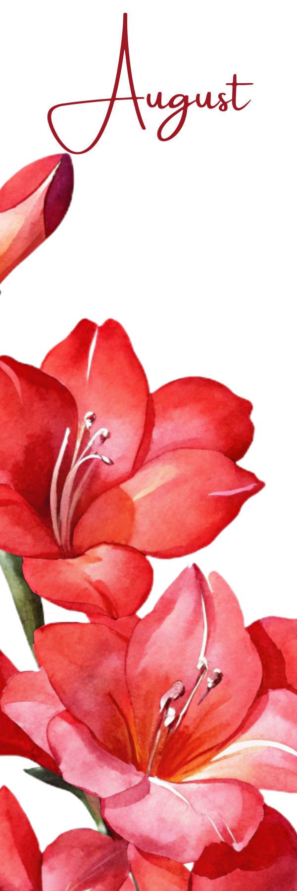 Watercolor Birth Month Flower Bookmark - 2" x 6" - Handmade - Laminated