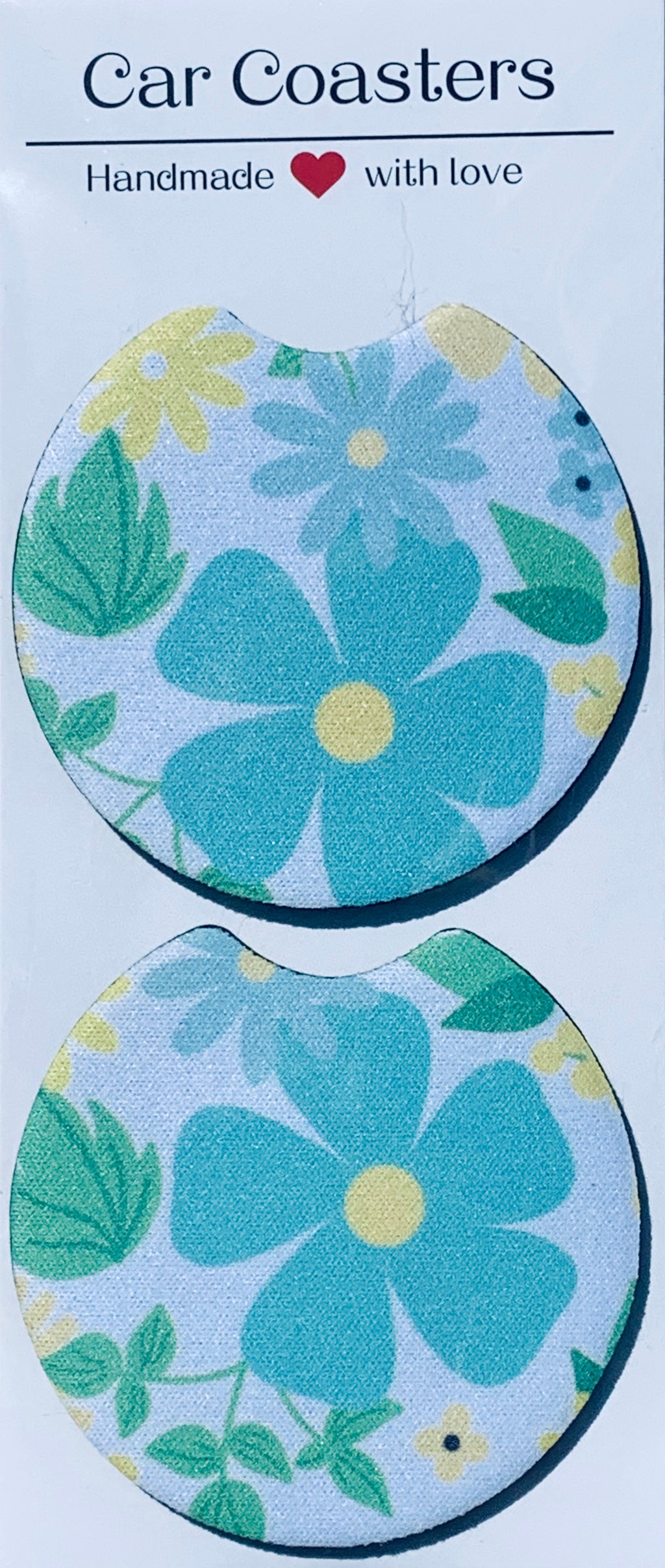 Car Coasters - Set of 2 - Neoprene - Summer Flowers - Ann Gregory Designs