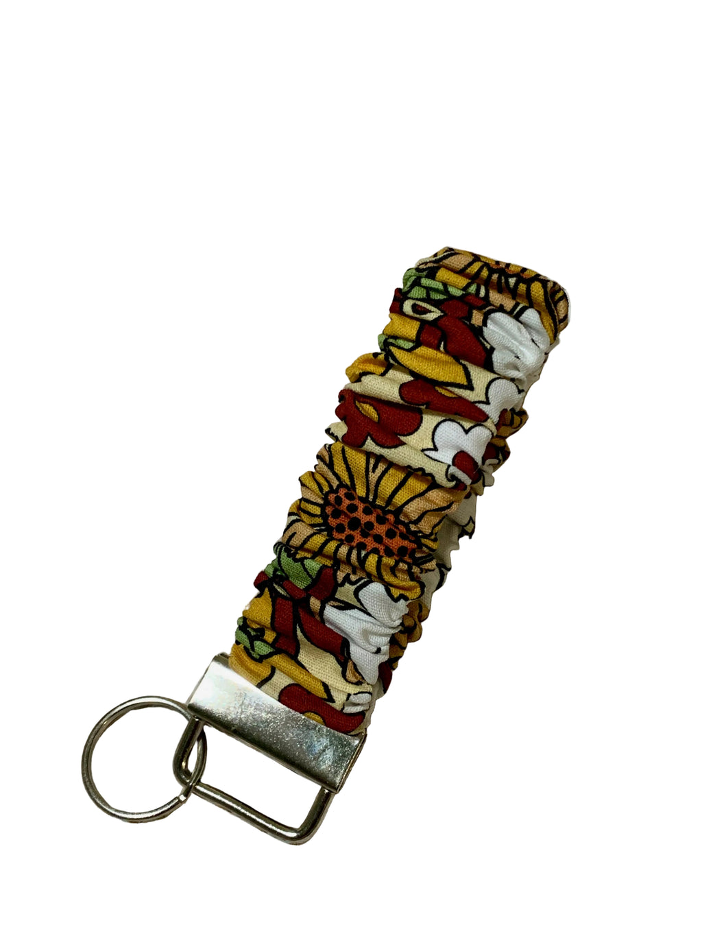 Handmade Scrunchie Key Fob - Boho Retro - Wildflowers - Ann Gregory Designs