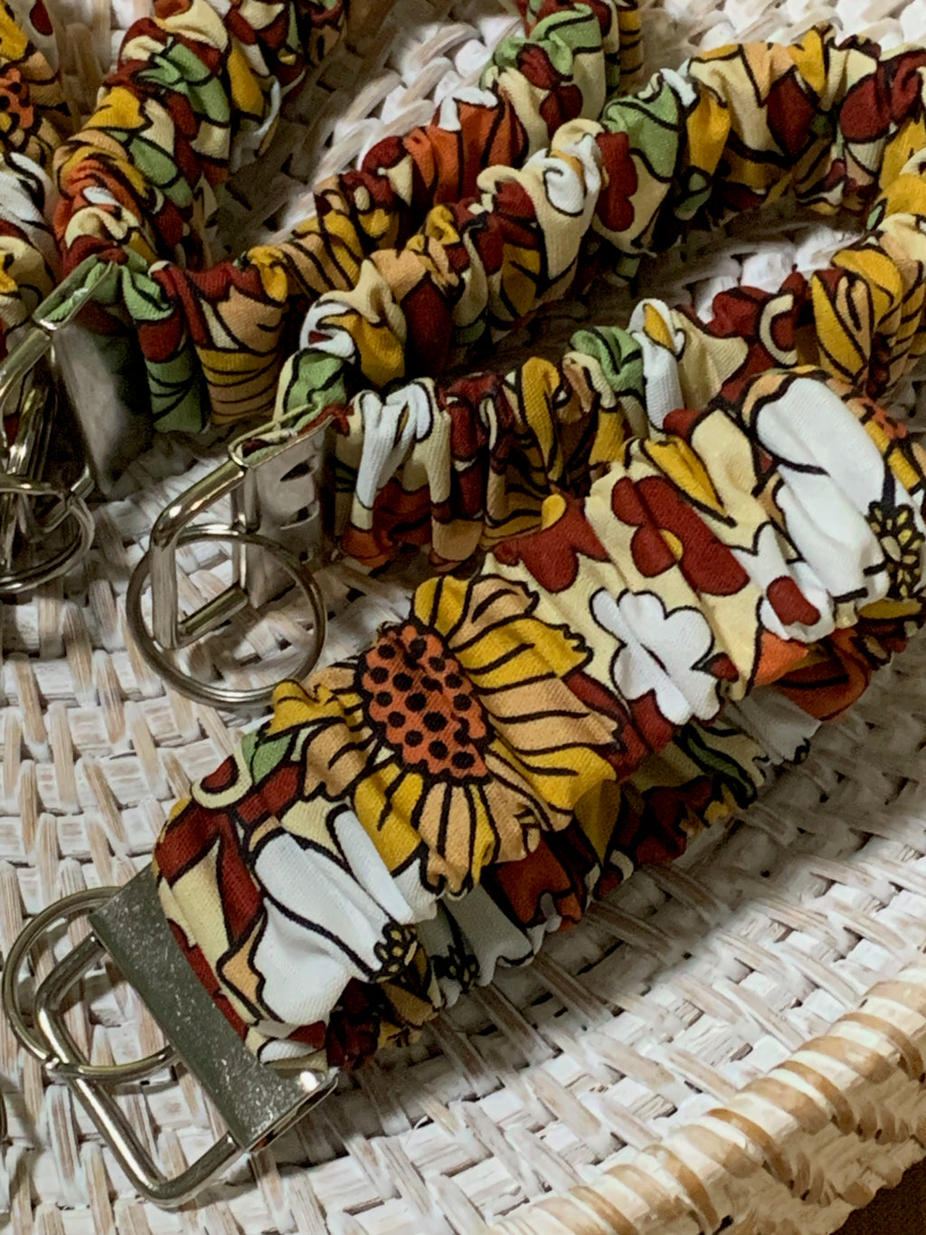 Handmade Scrunchie Key Fob - Boho Retro - Wildflowers - Ann Gregory Designs