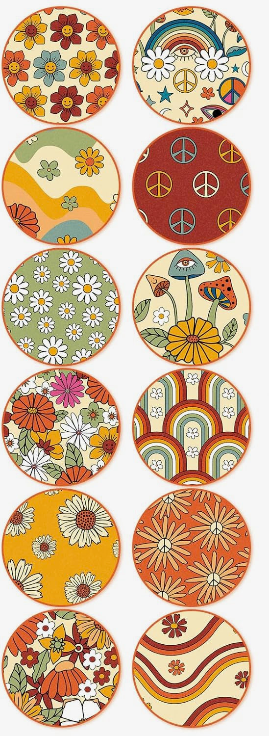 Handmade Scrunchie Key Fob - Boho Retro - Smiling Wildflowers