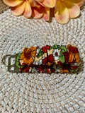 Handmade Scrunchie Key Fob - Boho Retro - Smiling Wildflowers