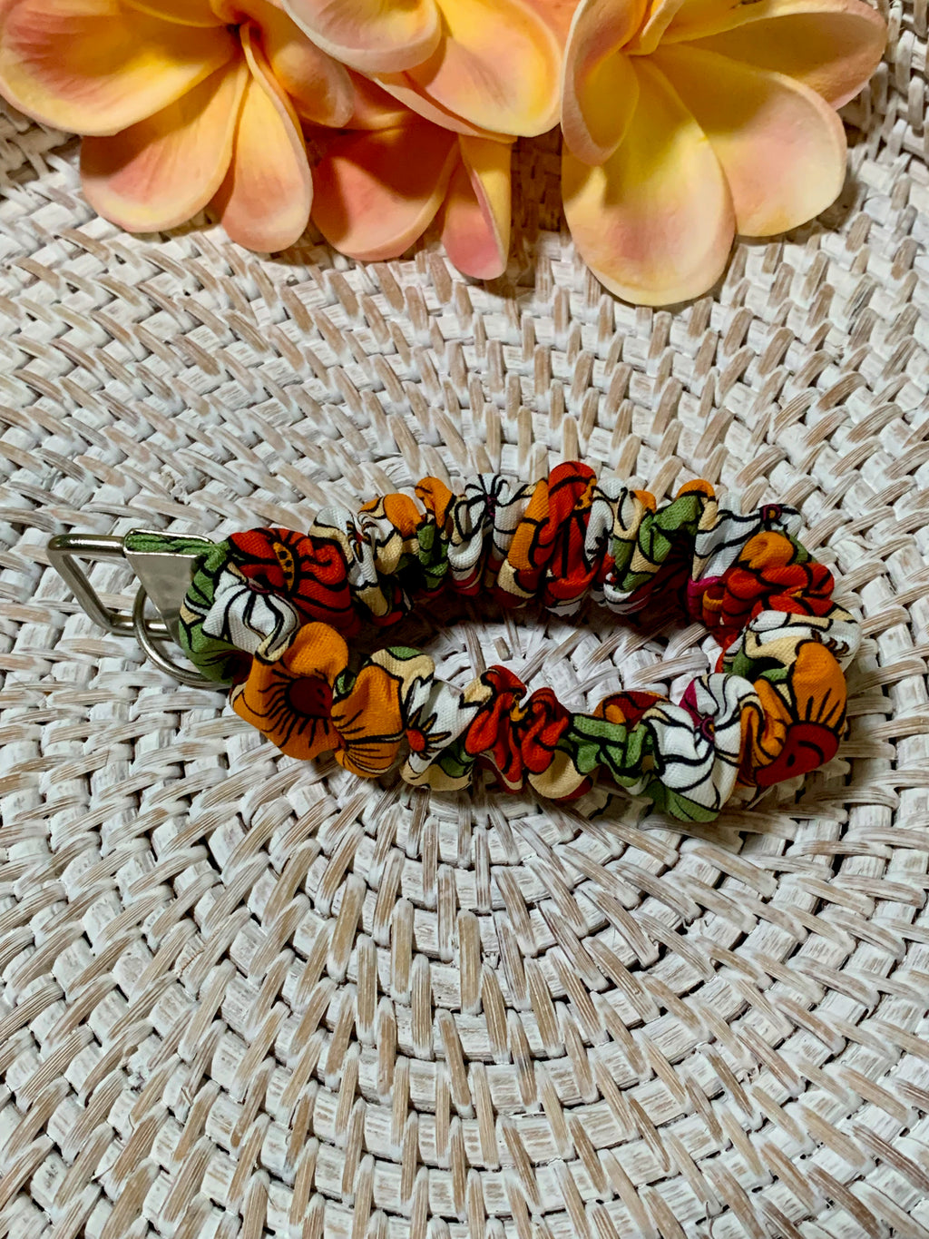 Handmade Scrunchie Key Fob - Boho Retro - Smiling Wildflowers