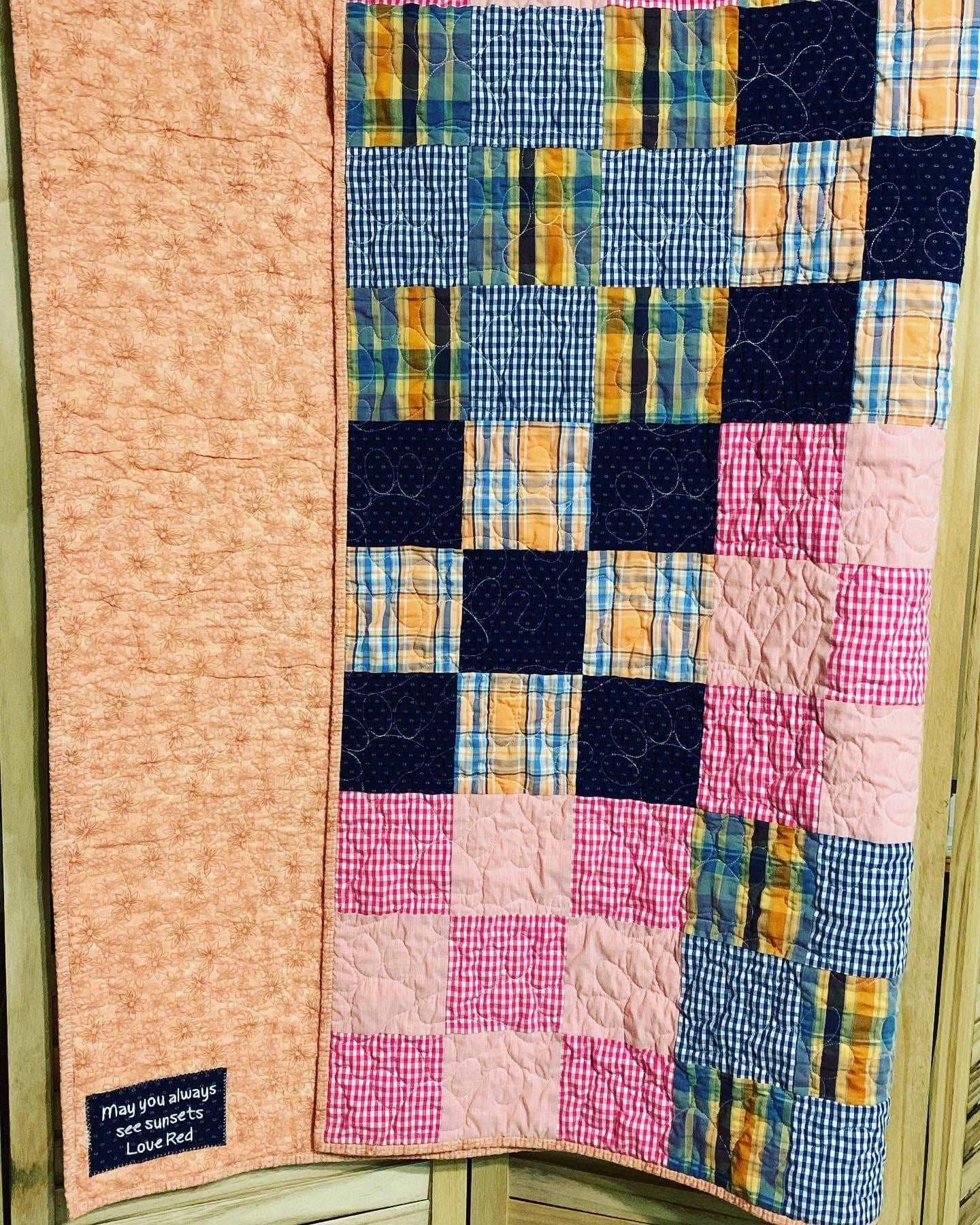 Custom Handmade Memory Quilt Throw Size 50” x 60”