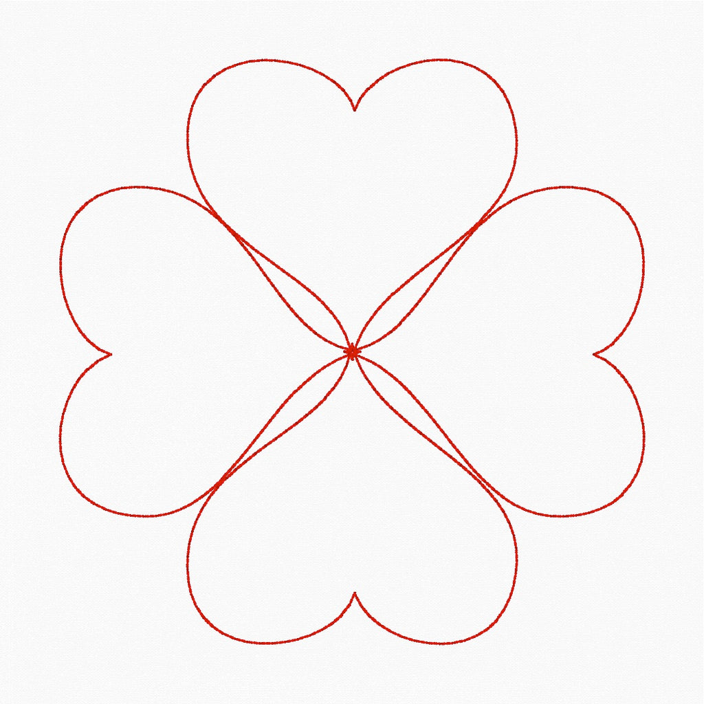 Four Hearts In-the-Hoop Quilting Design - 5x7 Hoop - Digital Download