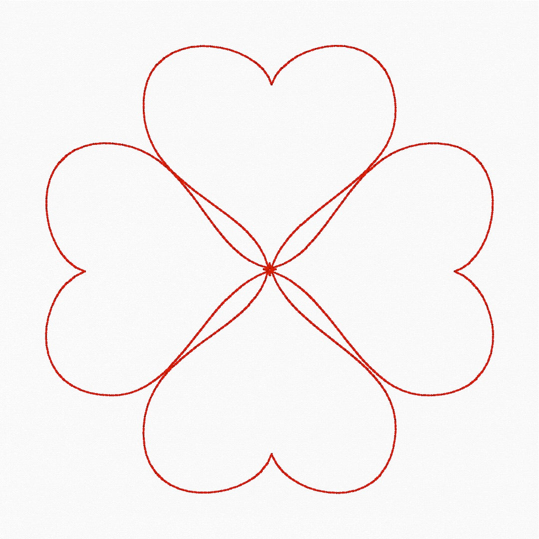 Four Hearts In-the-Hoop Quilting Design - 5x7 Hoop - Digital Download