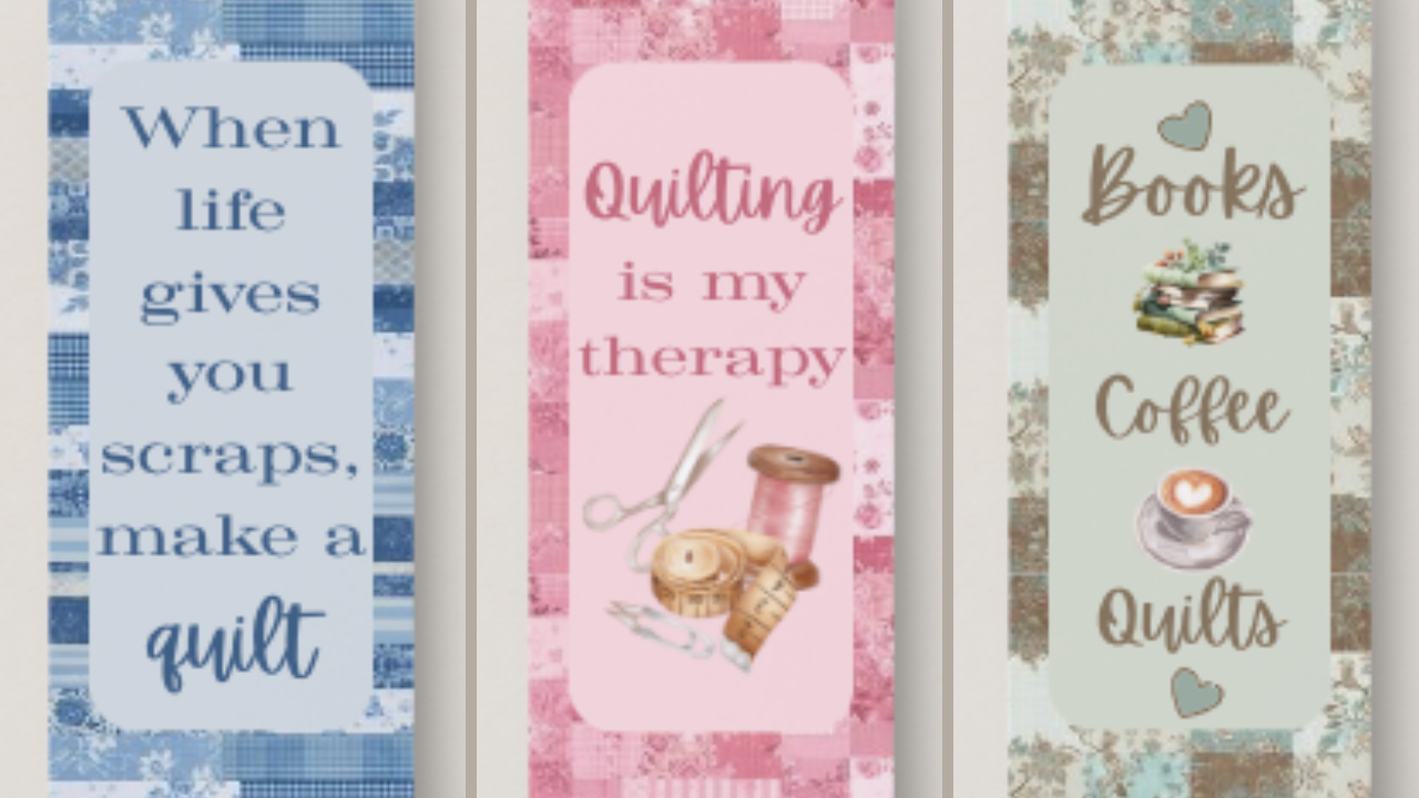 Bookmarks for Quilters - Set of 3 - Shabby Chic Designs - Gifts for Quilters