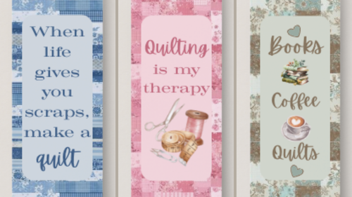 Bookmarks for Quilters - Set of 3 - Shabby Chic Designs - Gifts for Quilters