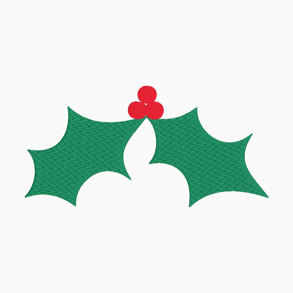 Christmas Holly Leaf Machine Embroidery Design - 5x7 Hoop - Digital Download