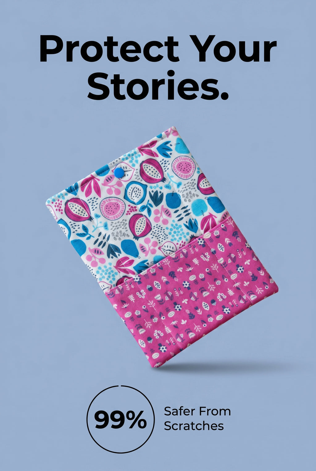 Quilted Tablet Sleeve or Book Sleeve Snap Closure Exterior Pockets - Burgess Field Collection - Handmade - Small - 7" x 9" - Kindle Cozy - iPad Mini Cozy - Book Cozy