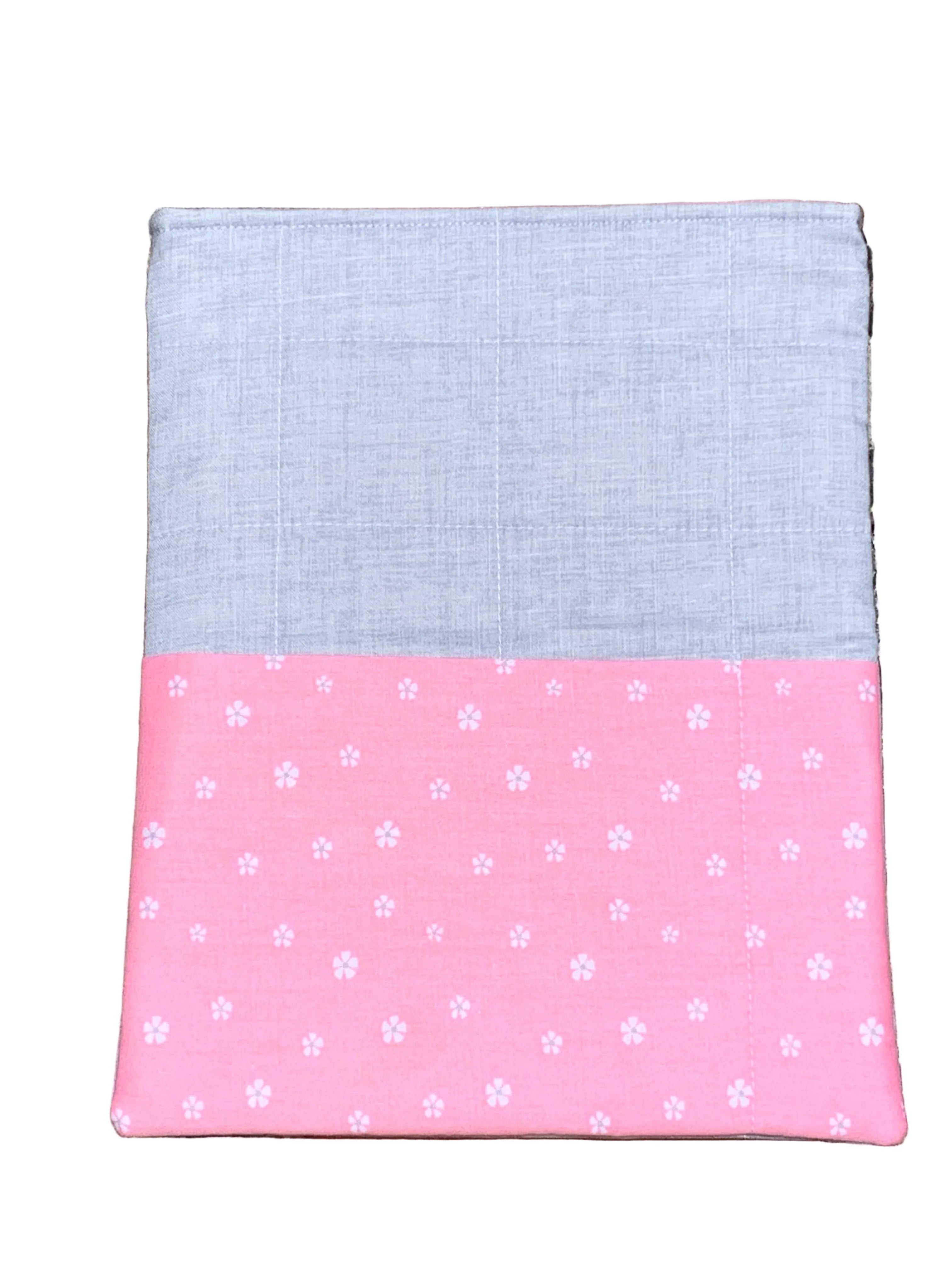 Pink Daisies - OOAK - Quilted Tablet Sleeve or Book Sleeve with Pockets - 8" x 10.5" - Kindle Cozy - iPad Mini Cozy - Book Cozy