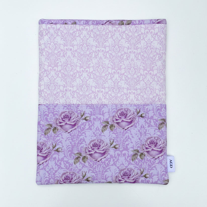 Purple Roses - OOAK - Quilted Tablet Sleeve or Book Sleeve with Pockets - 8" x 10.5" - Kindle Cozy - iPad Mini Cozy - Book Cozy (Copy)