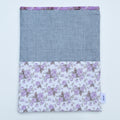 Purple Roses & Light Denim Blues - OOAK - Quilted Tablet Sleeve or Book Sleeve with Pockets - 8" x 10.5" - Kindle Cozy - iPad Mini Cozy - Book Cozy (Copy) (Copy)