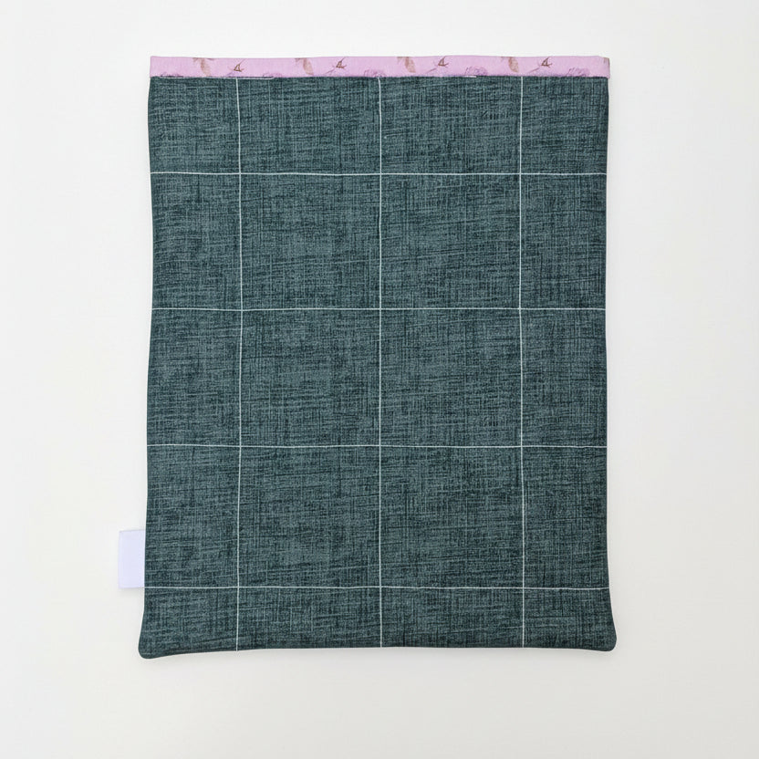 Purple Roses & Dark Denim Blues - OOAK - Quilted Tablet Sleeve or Book Sleeve with Pockets - 8" x 10.5" - Kindle Cozy - iPad Mini Cozy - Book Cozy (Copy) (Copy) (Copy)