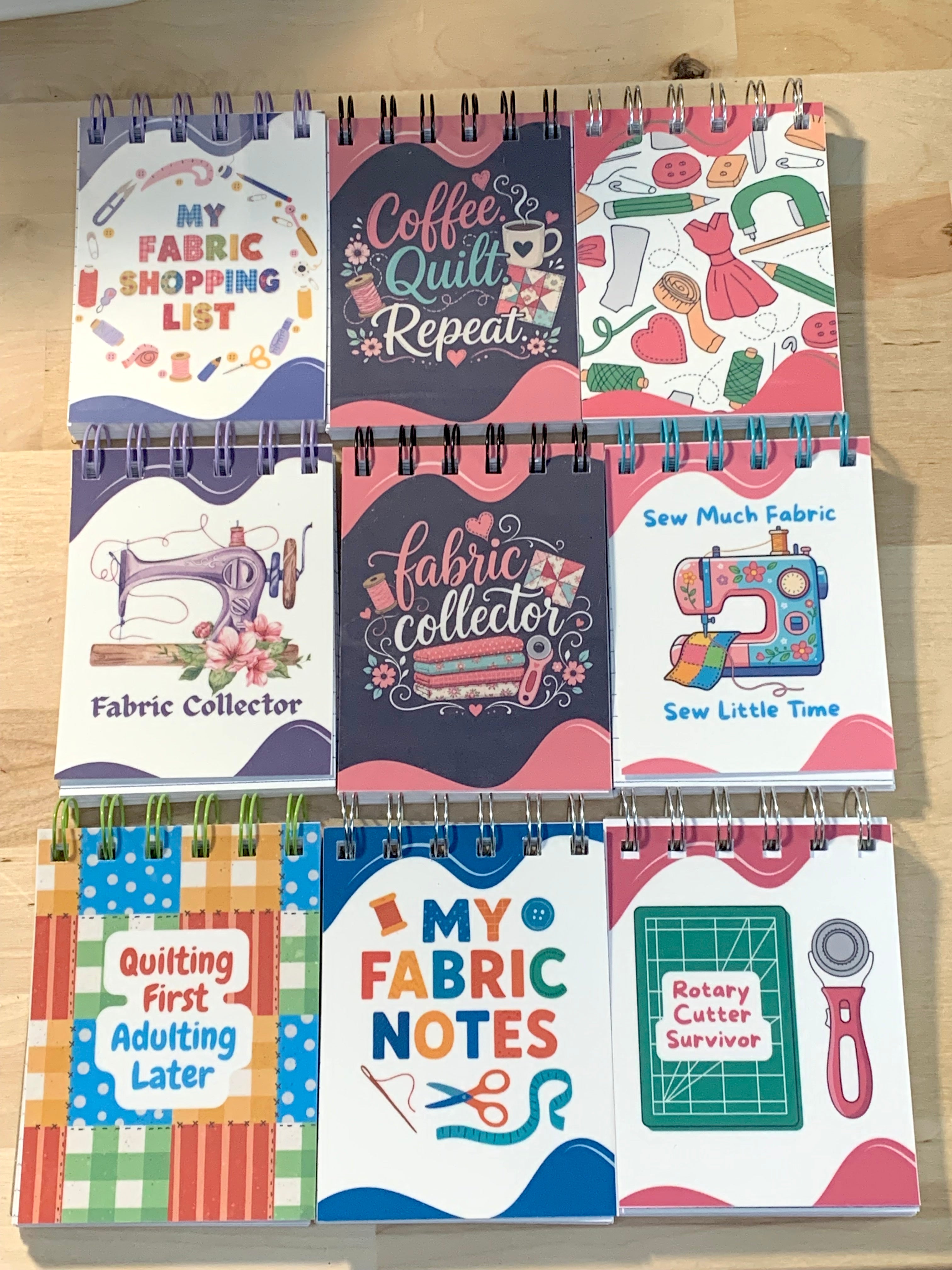 Mini Pocket Notebook - Sewing Fabric Quilting - 3" x 4" - 9 Designs Available