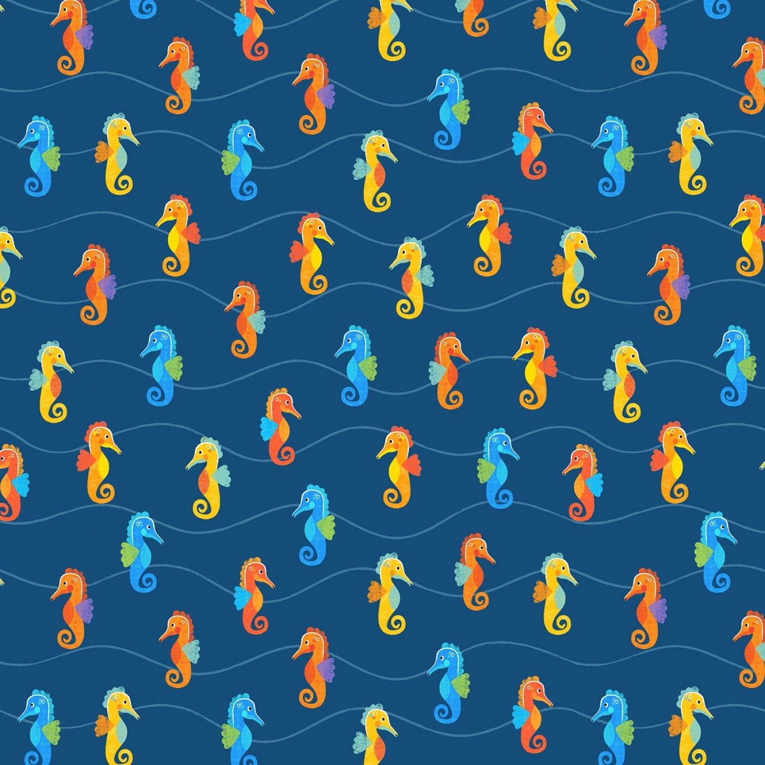 Sea You Later Orange Blue Seahorse Gingham Quilt Kit - Precut Quilt Kit