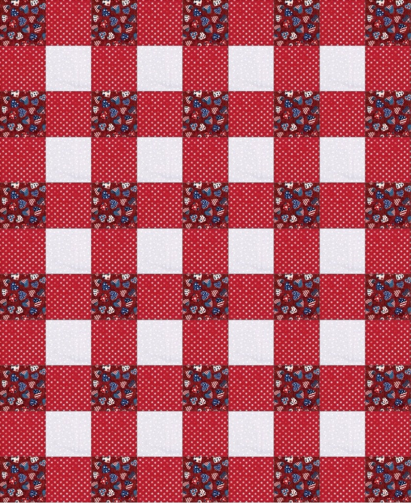 Patriotic Gingham Red Quilt Kit - Precut Quilt Kit - Americana