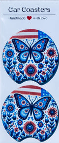 Car Coasters - Boho Butterfly - Set of 2 - Neoprene