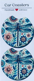 Car Coasters - Boho Dragonfly - Set of 2 - Neoprene