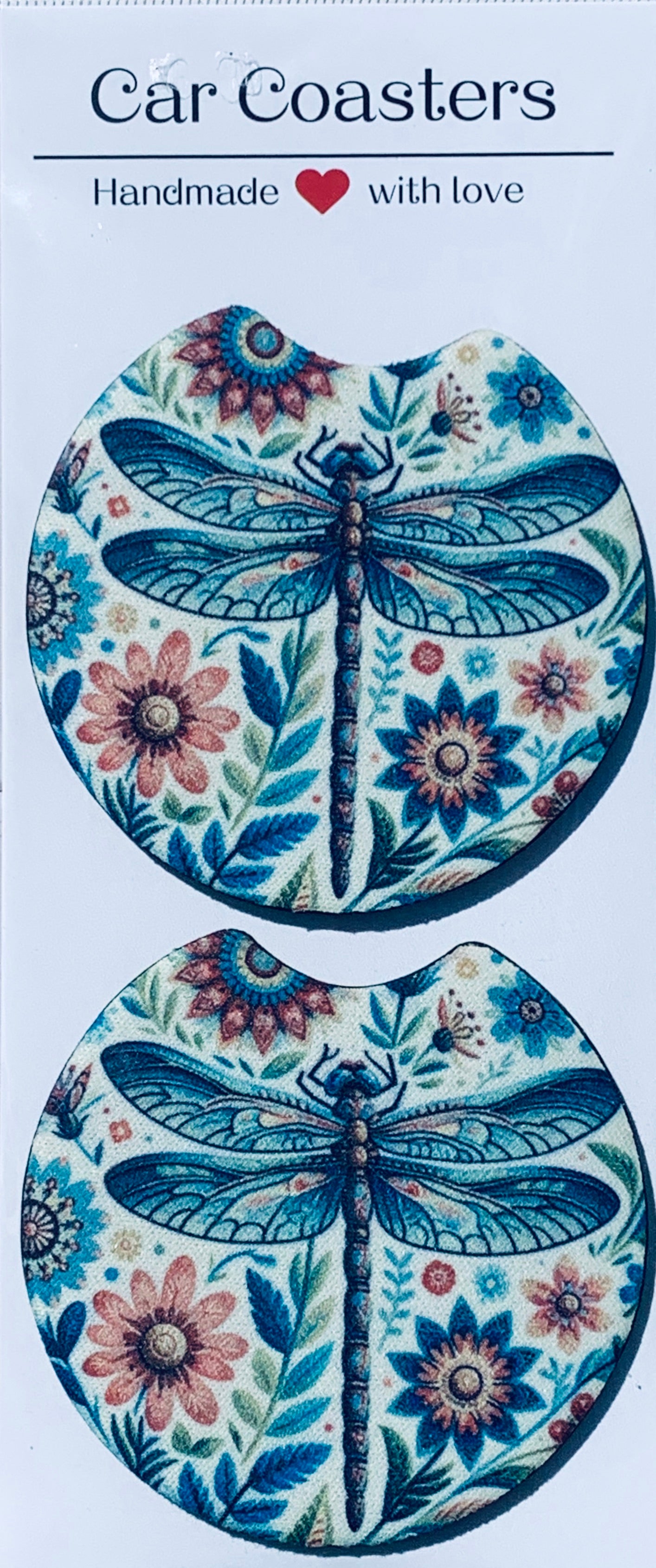 Car Coasters - Boho Dragonfly - Set of 2 - Neoprene