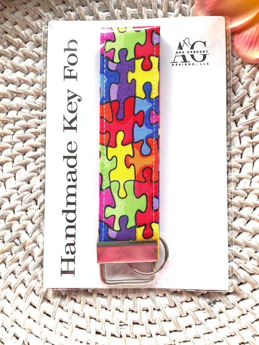 Key Fob - Puzzle Pieces - Autism Awareness - Handmade