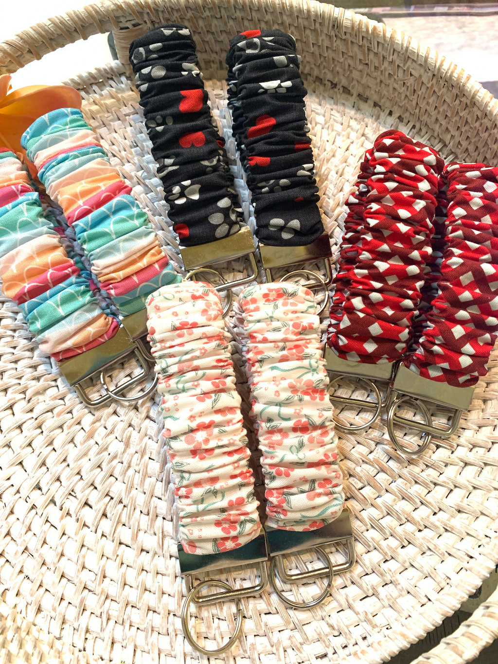Handmade Scrunchie Key Fobs, Keychain - Mix n Match Collection - Riley Blake Fabric Designs