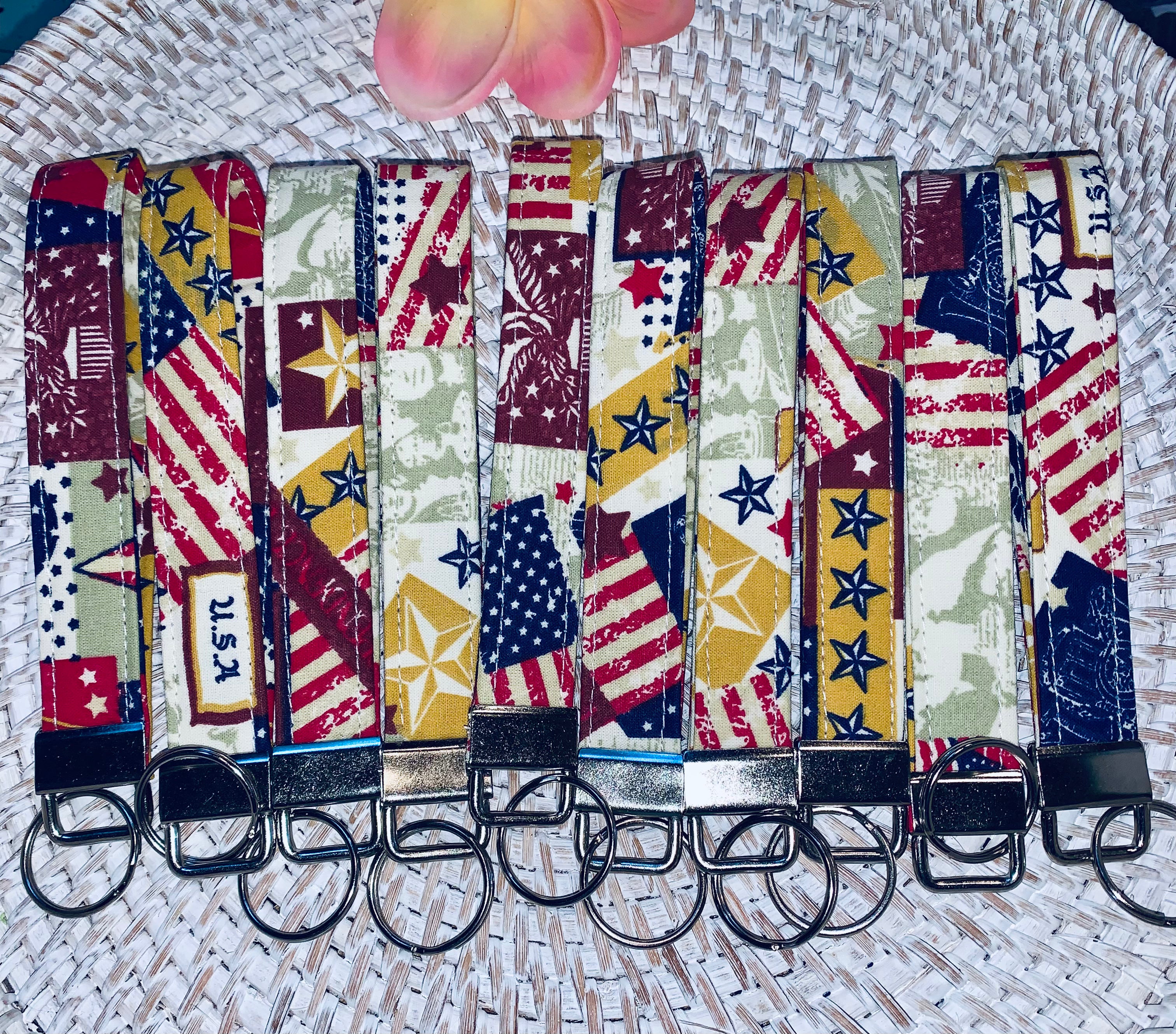 Handmade Key Fobs, Keychains, Wristlets - American Pride 1776 - Patriotic - Americana