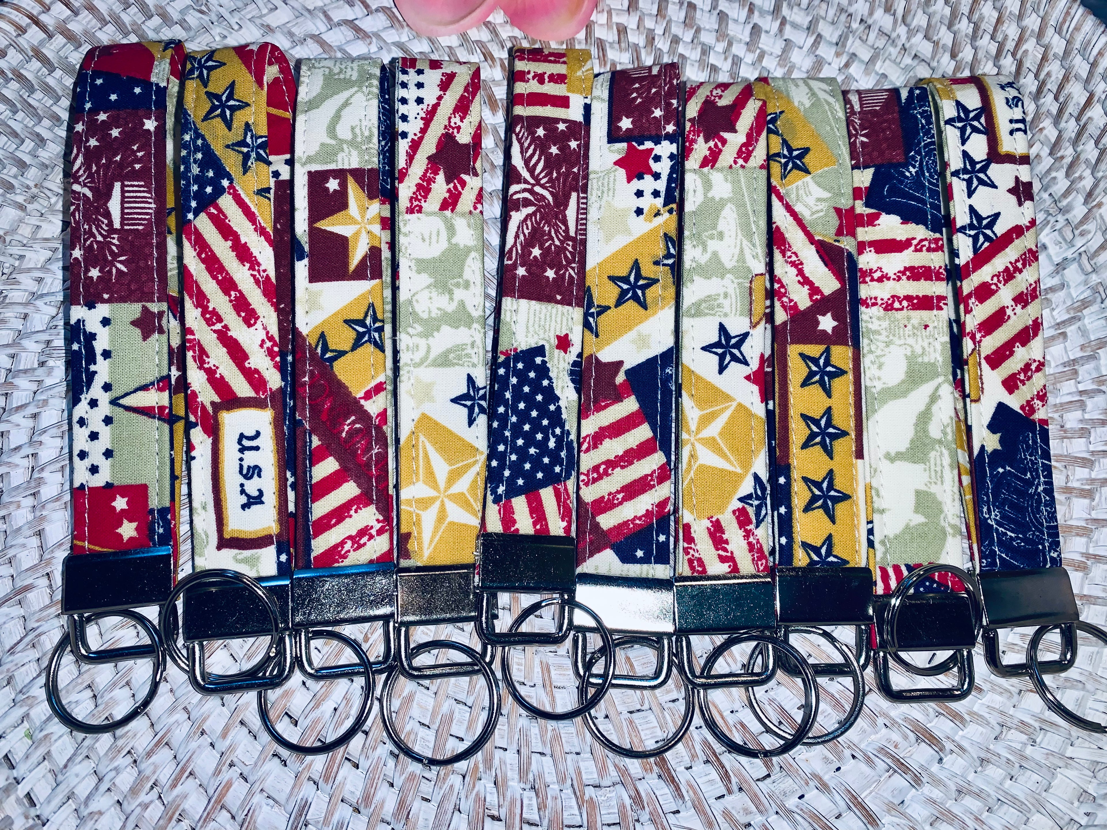 Handmade Key Fobs, Keychains, Wristlets - American Pride 1776 - Patriotic - Americana