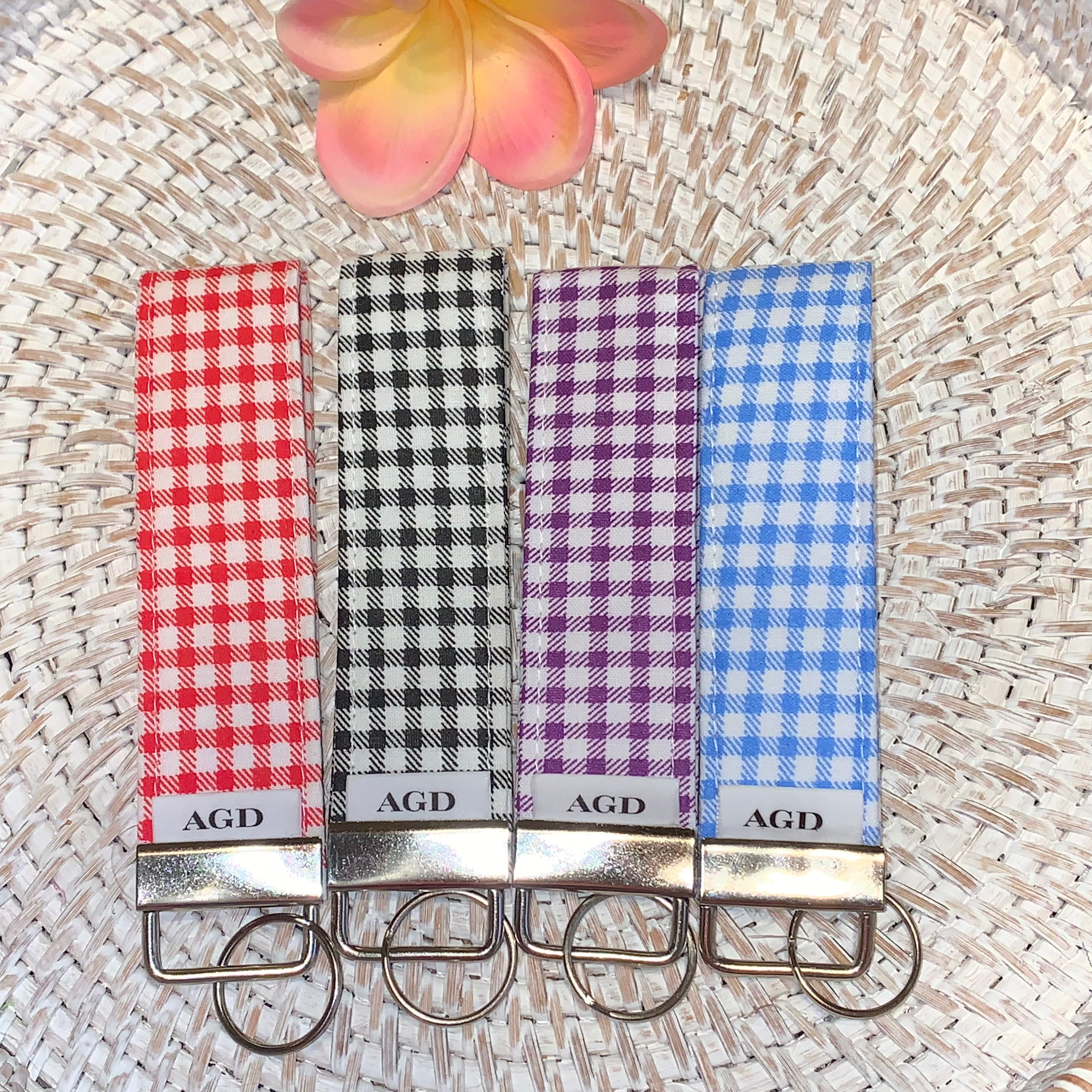 Handmade Key Fobs, Keychains, Wristlets - Limited Edition - Gingham Check