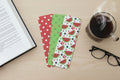 Watermelon Polka Dot Laminated Bookmarks - Summer Fun Bookmarks - Set of 3 - 2x6 Rounded Corner Bookmarks
