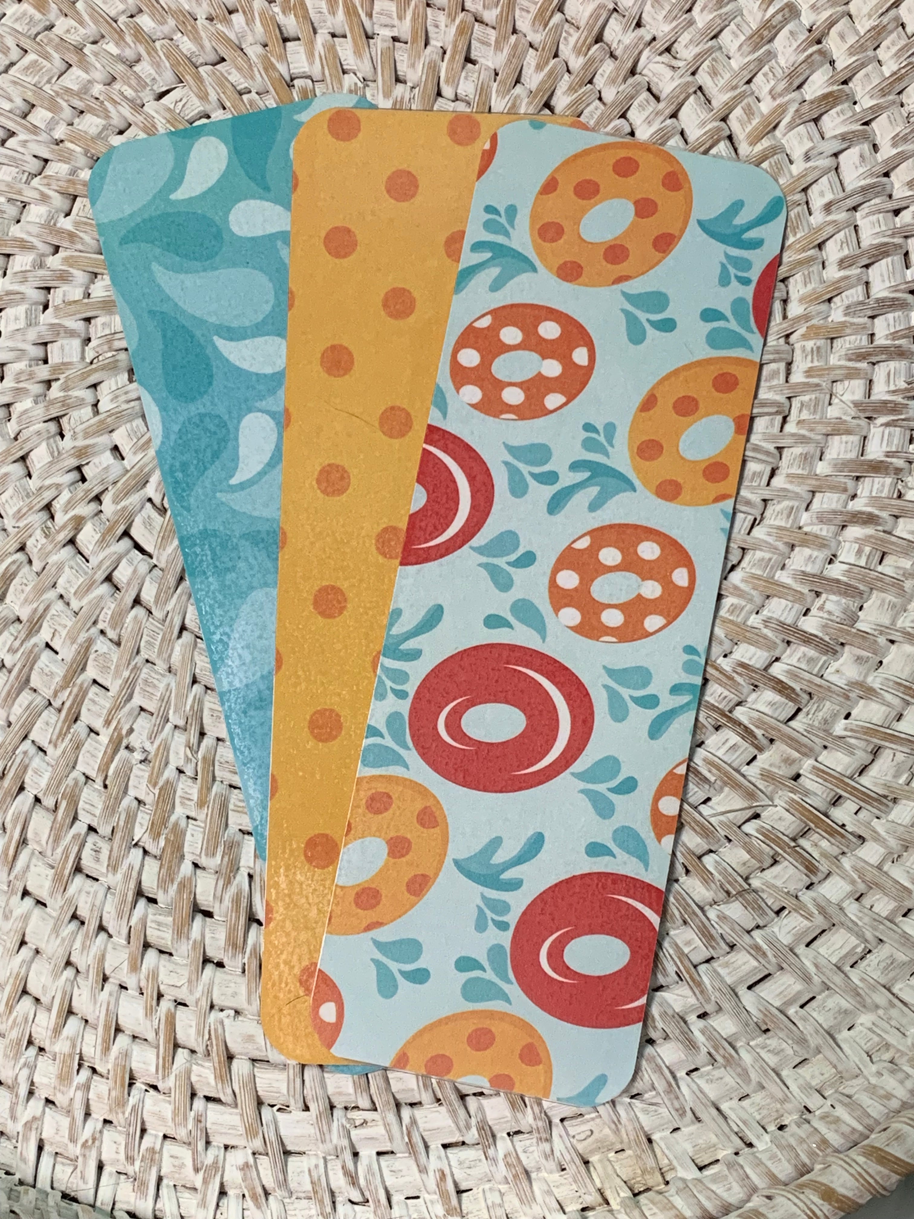 Pool Float Polka Dot Laminated Bookmarks - Summer Fun Bookmarks - Set of 3 - 2x6 Rounded Corner Bookmarks