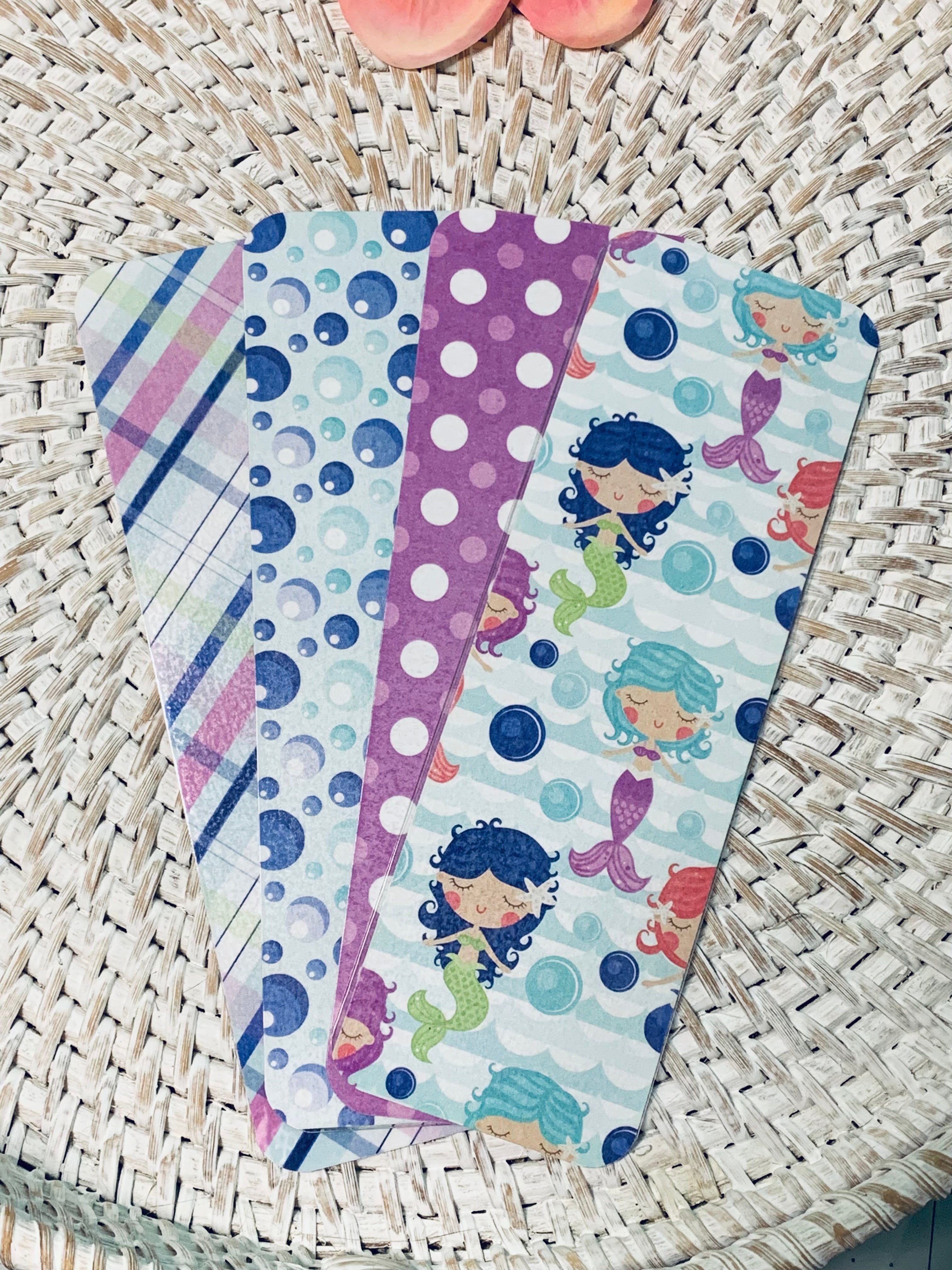 Mermaid Laminated Bookmarks - Ocean of Fun Bookmarks - Set of 4 - 2x6 Rounded Corner Bookmarks