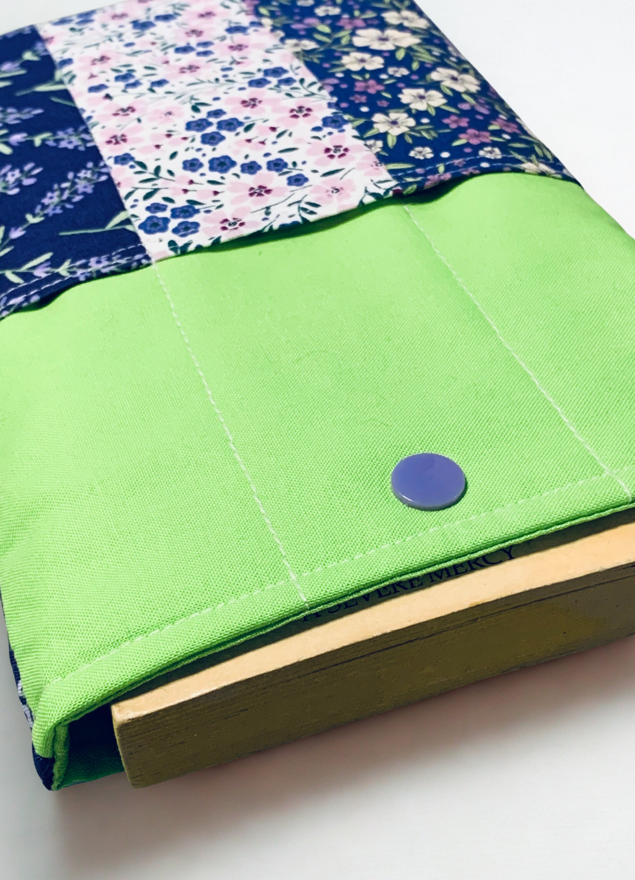 Quilted Tablet Sleeve or Book Sleeve Snap Closure - Purple Floral - Book Cozy - Handmade - Small - 5.5" x 9"