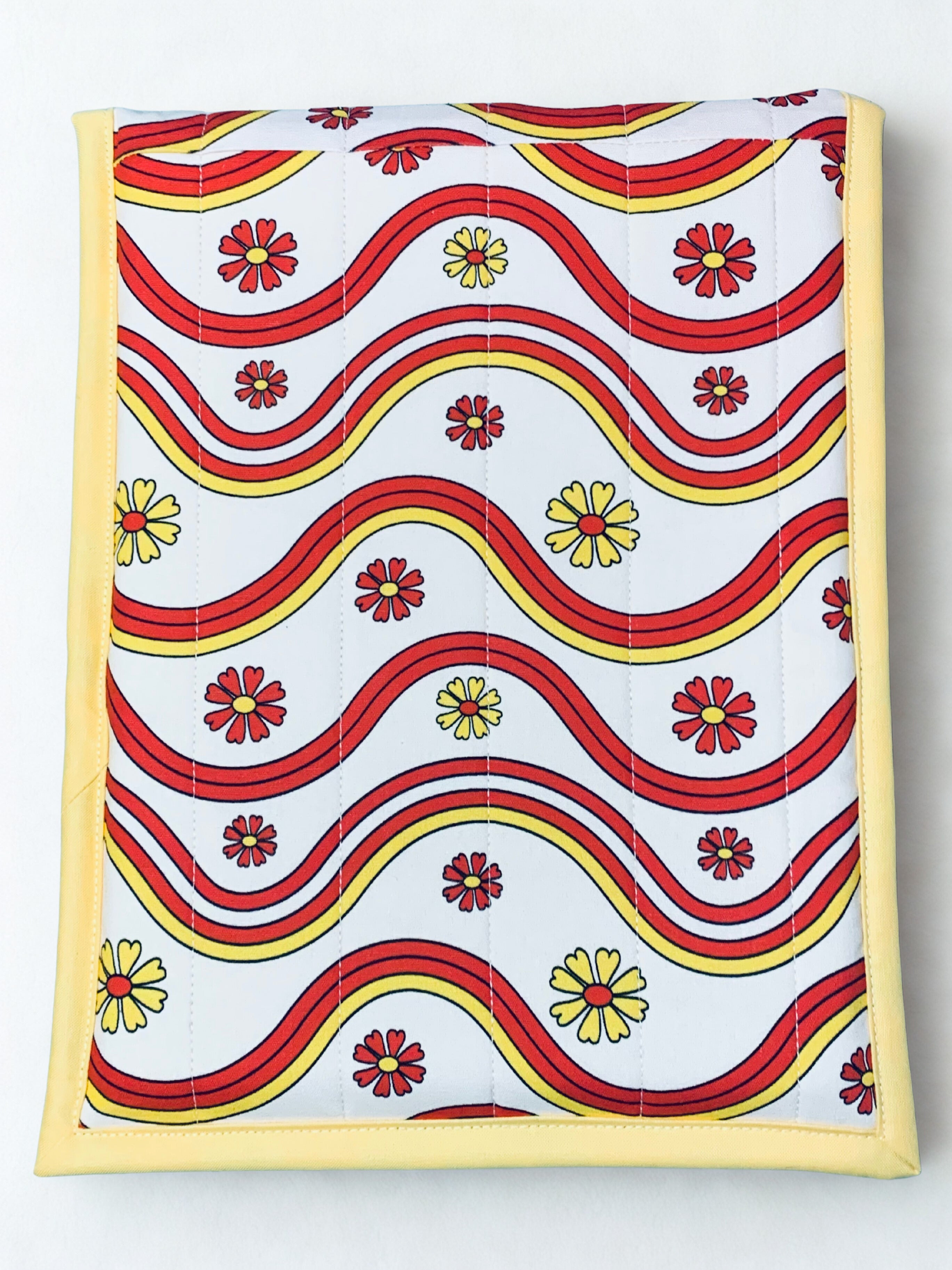 Quilted Tablet Sleeve or Book Sleeve Snap Closure - Retro Boho Collection - Book Cozy - Handmade - Several Designs Available