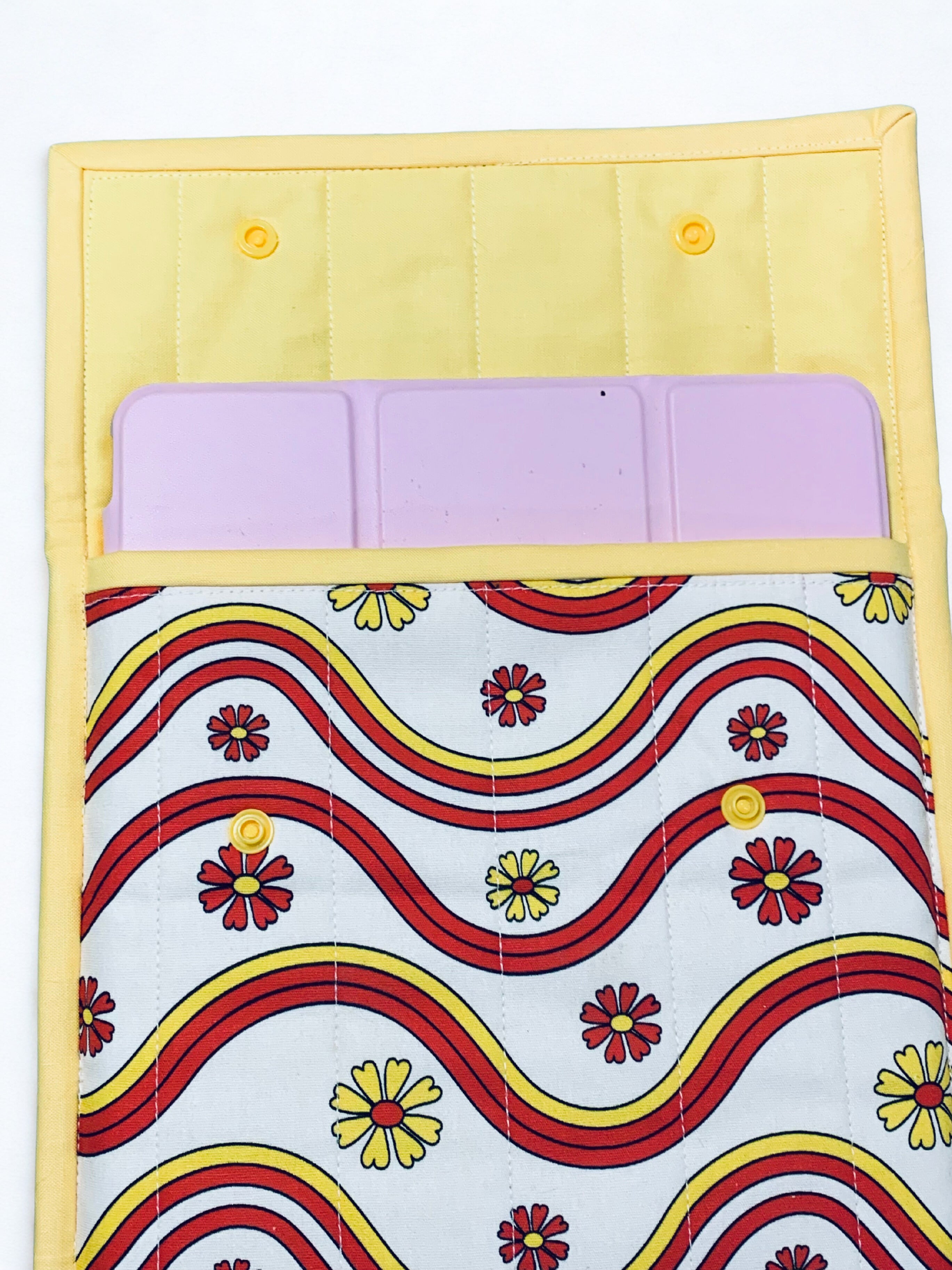 Quilted Tablet Sleeve or Book Sleeve Snap Closure - Retro Boho Collection - Book Cozy - Handmade - Several Designs Available